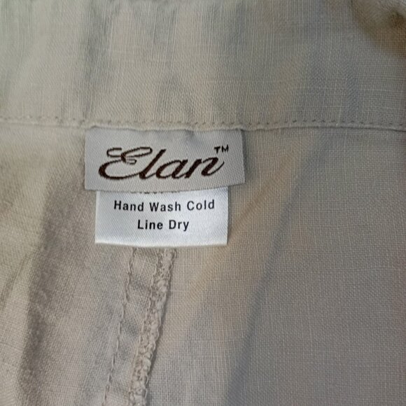 Elan 100% Linen Cargo Capri Pants Size M Womens Beige - Picture 2 of 9
